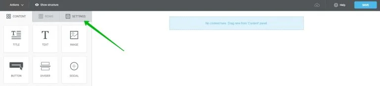 Settings tab