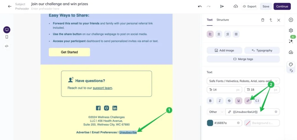 How to add a merge tag as a hyperlink