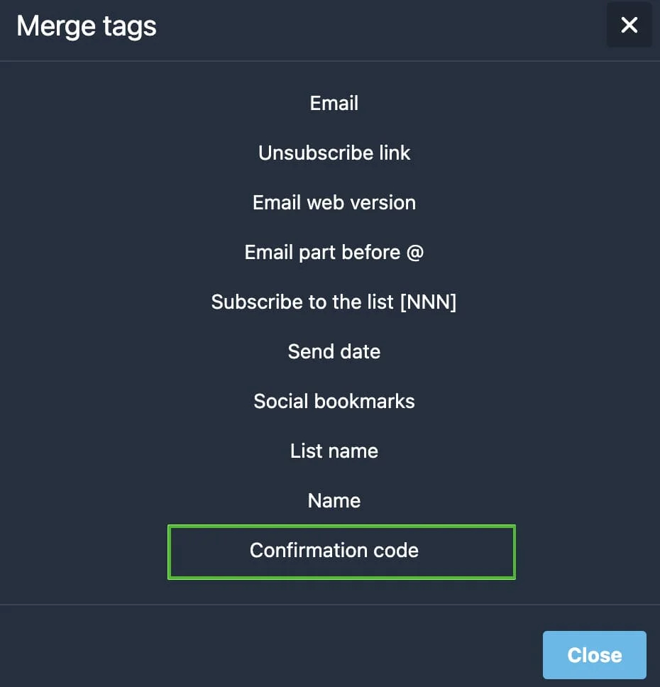 Choosing merge tags