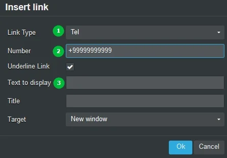 Adding a link to the phone number as a number
