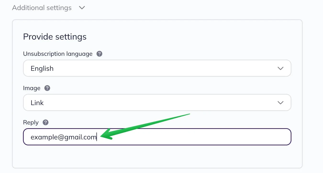 Additional settings section