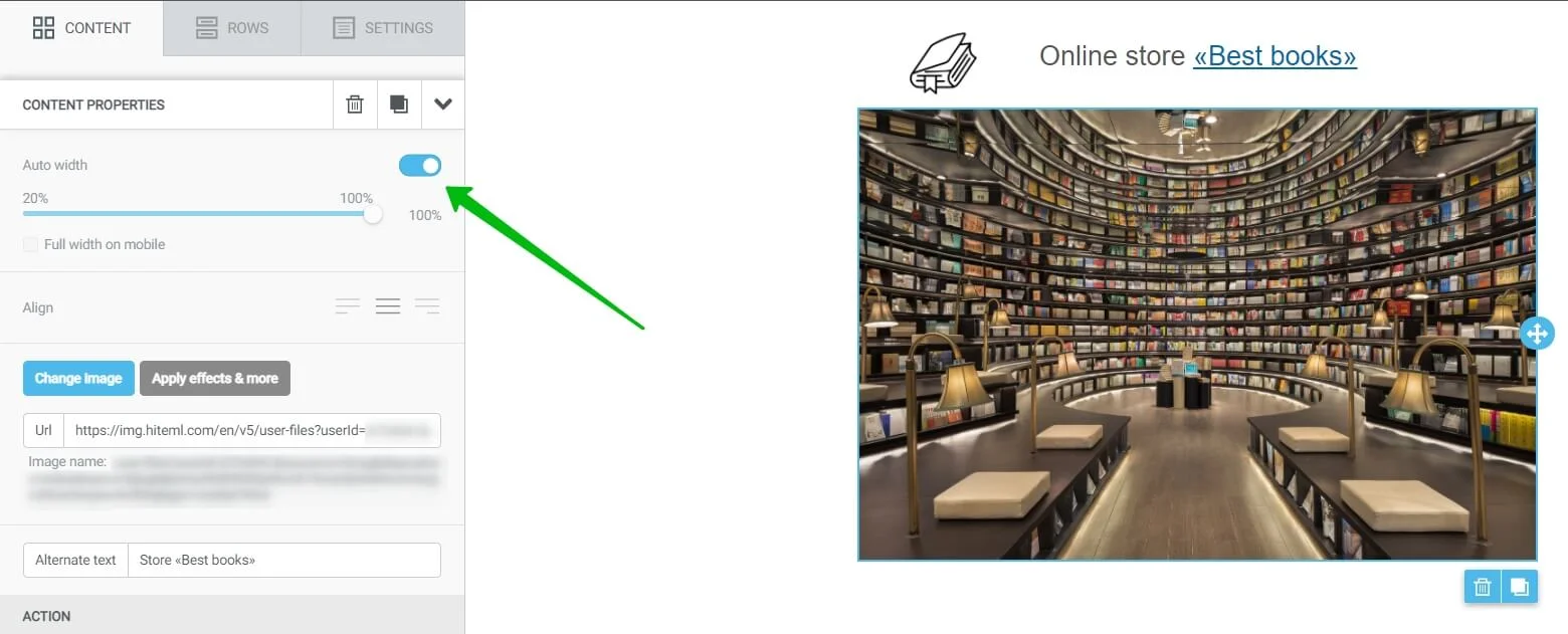Toggle off auto width