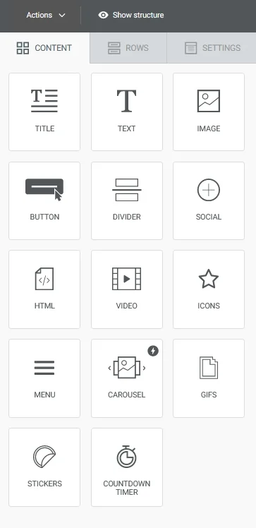 Available blocks in the block builder.