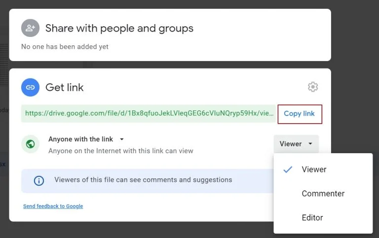 Click Copy link
