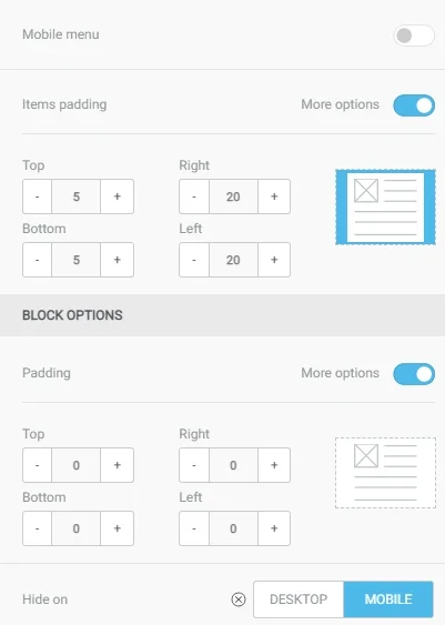 block in the mobile version