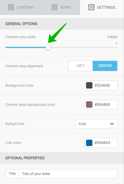 How to change the width of an email.