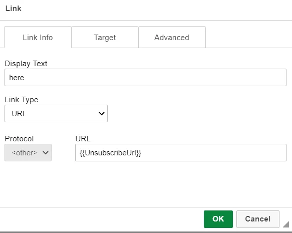Insert an Unsubscribe Link With