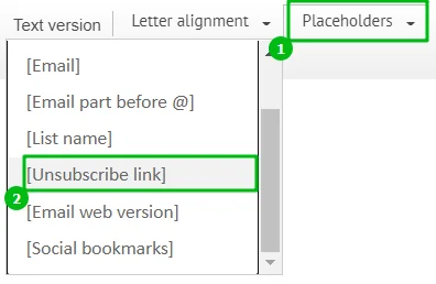 Insert an Unsubscribe Link With