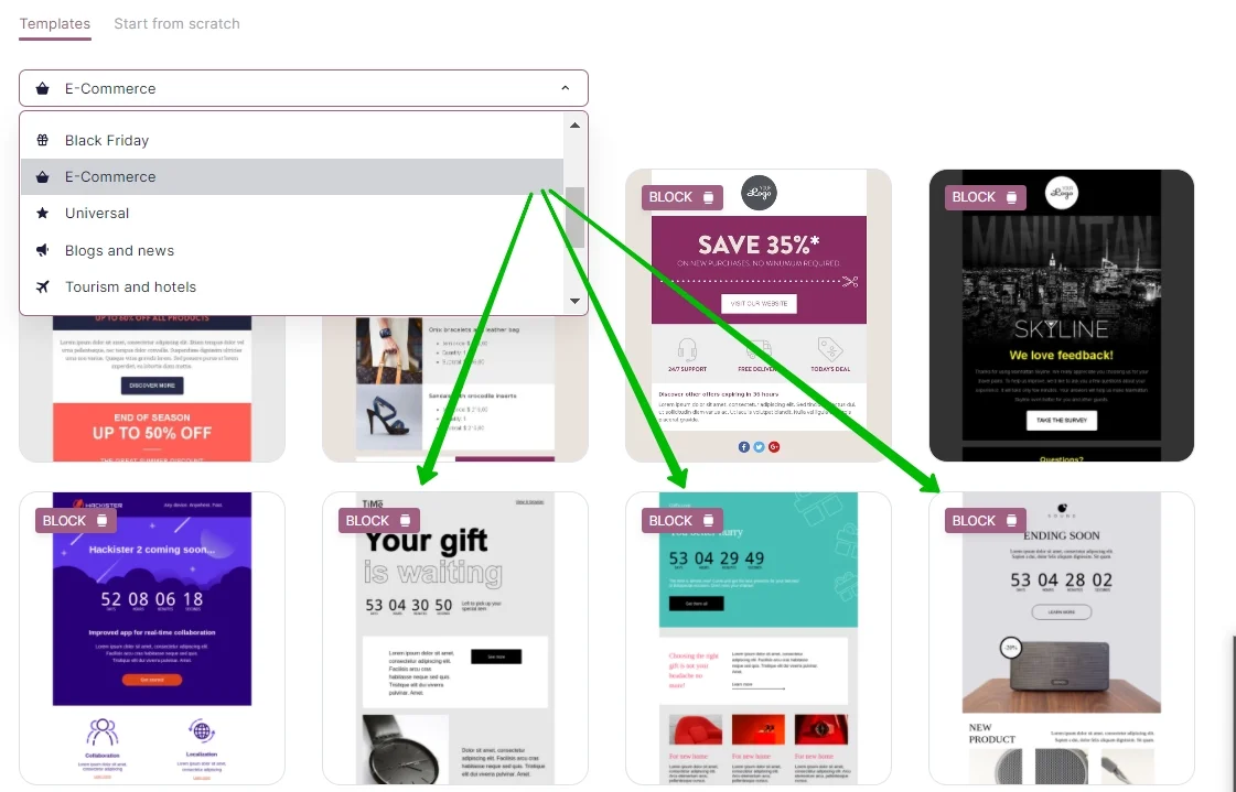 Where to find timer templates in Selzy.