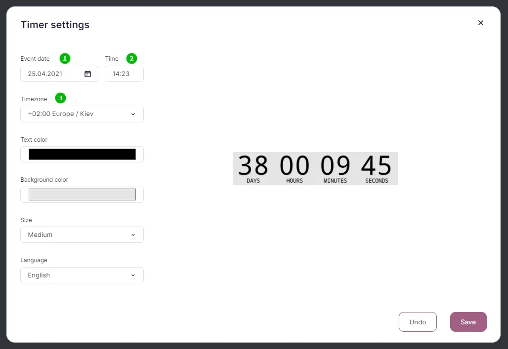 Setting the time in the template.
