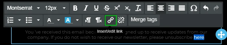 Insert an Unsubscribe Link With