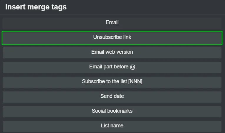 Insert an Unsubscribe Link With