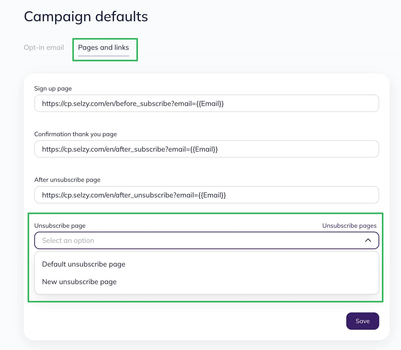 How to choose unsubscribe page