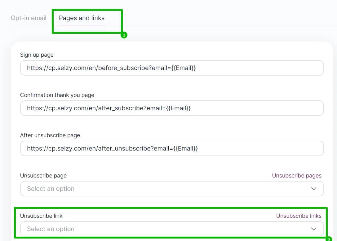 How to choose unsubscrbe link