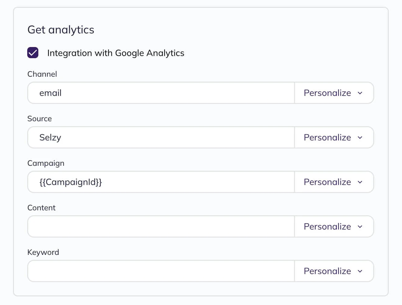 Fill in the UTM parameters fields.