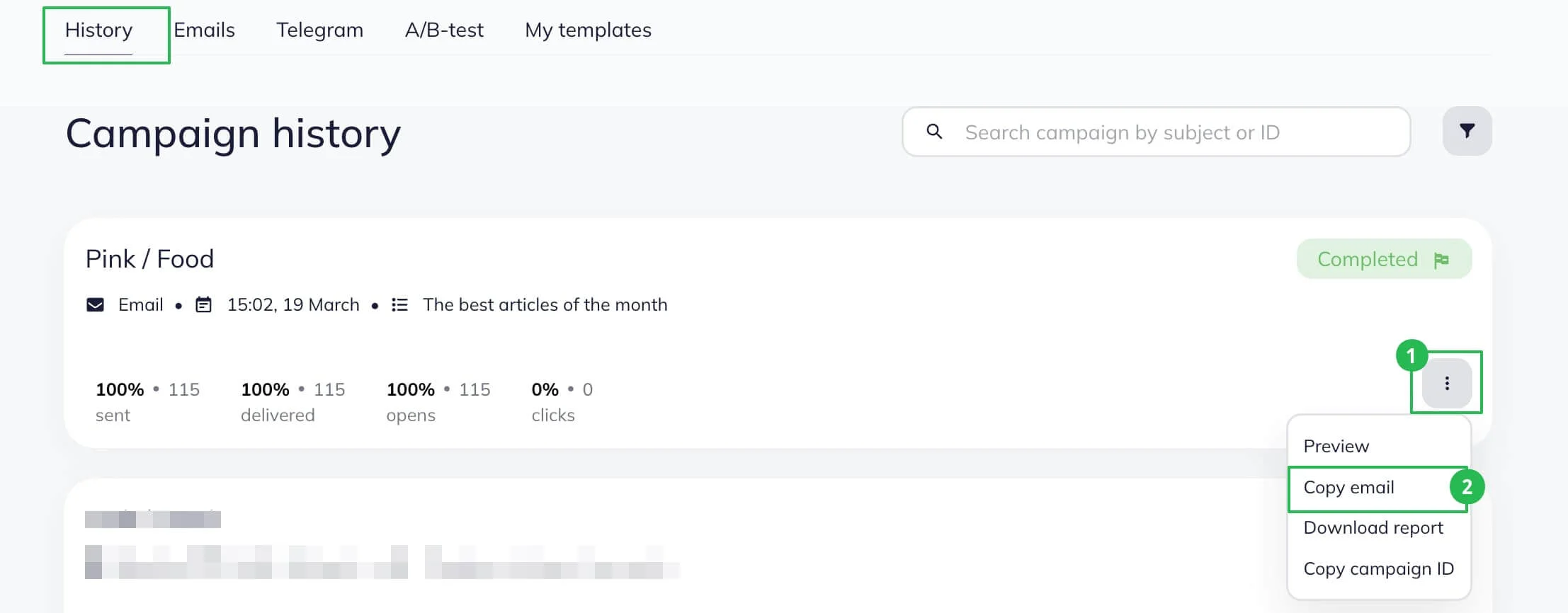 Click on the name of your campaign in the Campaigns.