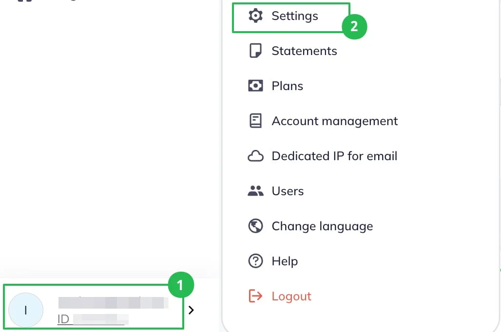 Click on your Login and choose Settings.
