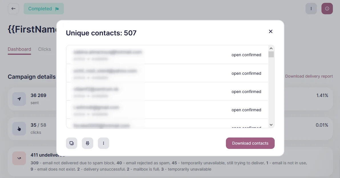 Click on the Information button to learn more about the sender’s address, time, and date.
