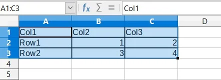 Copy the table from the file.
