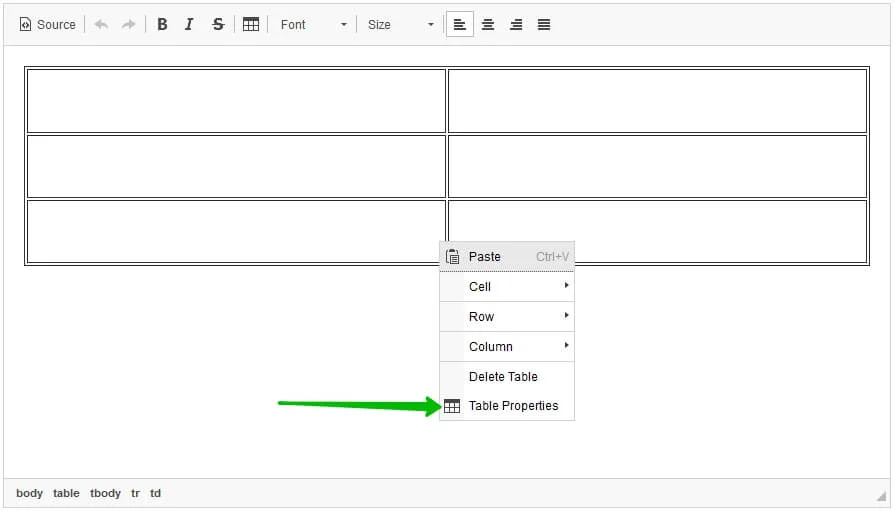 Choose Table Properties.