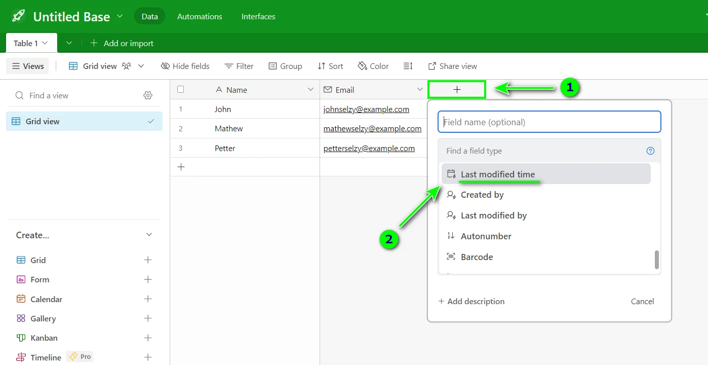 Adding the Last modified time to the Airtable table