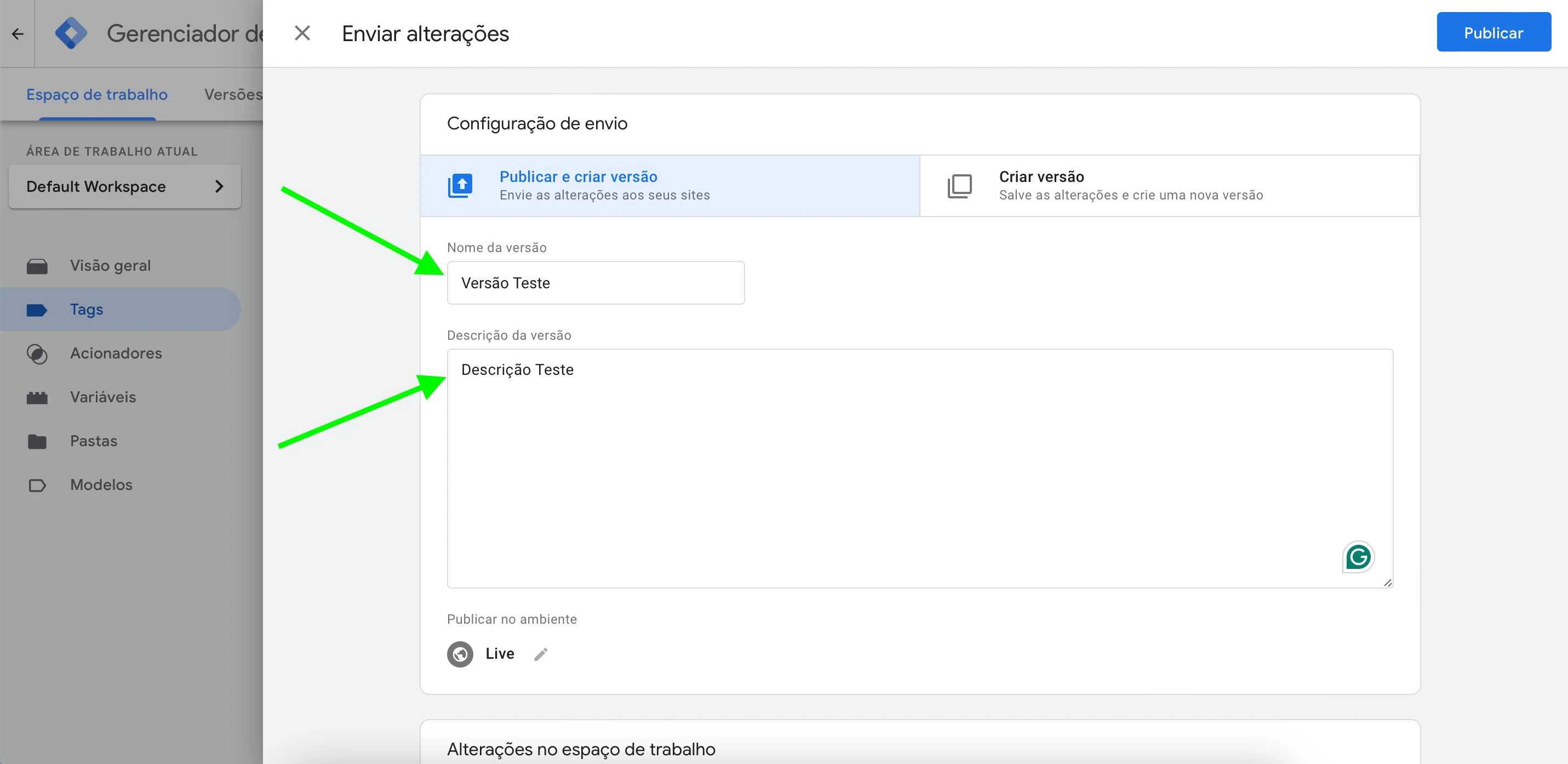 Dando um nome e uma descrição ao formulário 