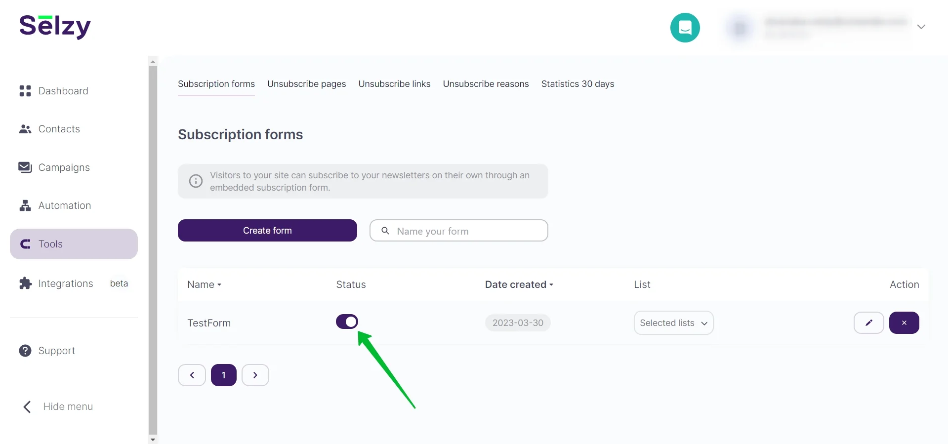 Changing the status of the pre-made form