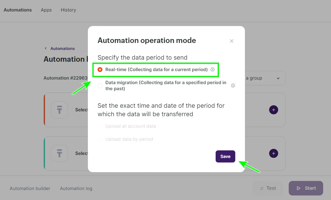 Specifying the data transfer mode
