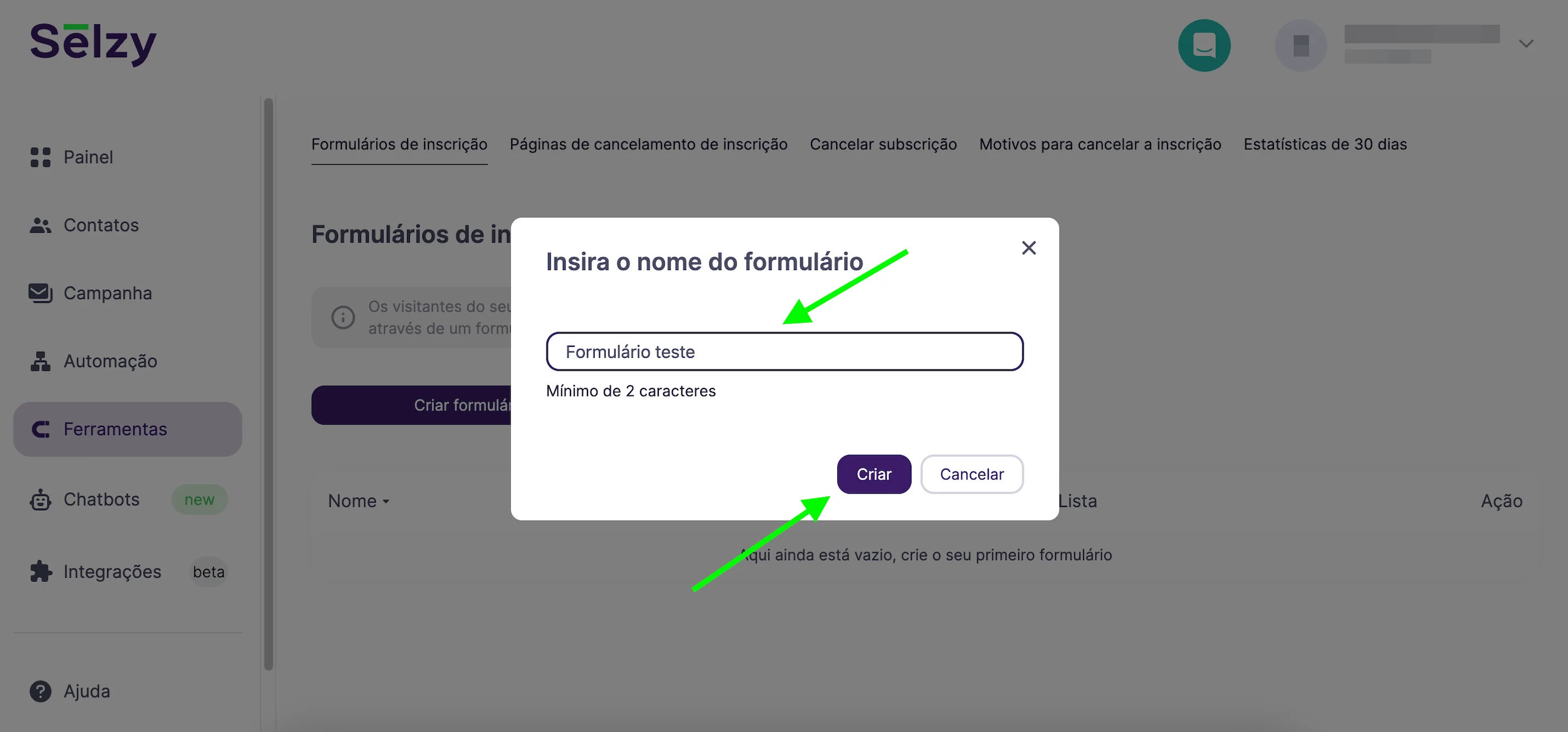 Nomeando o formulário 