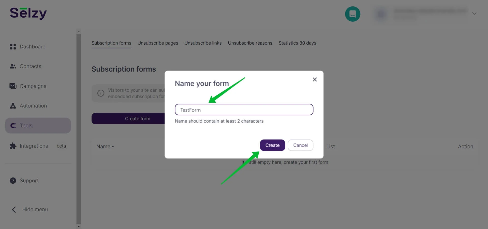 Naming the form 