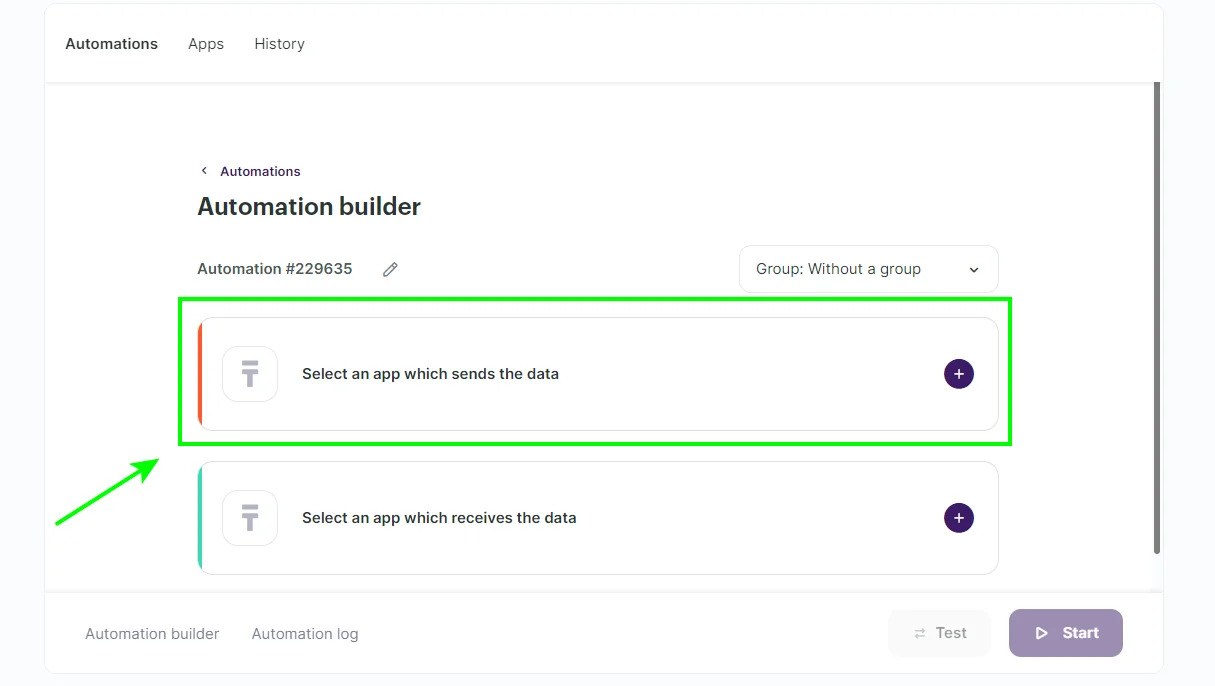 Select an app which sends the data