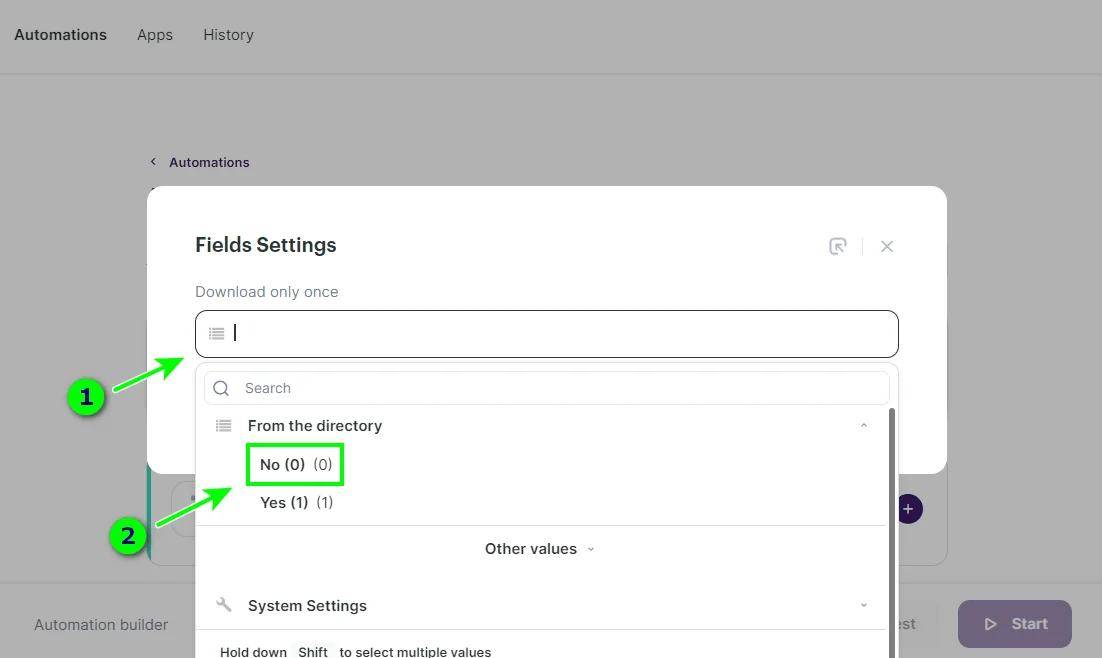 Selecting the parameter