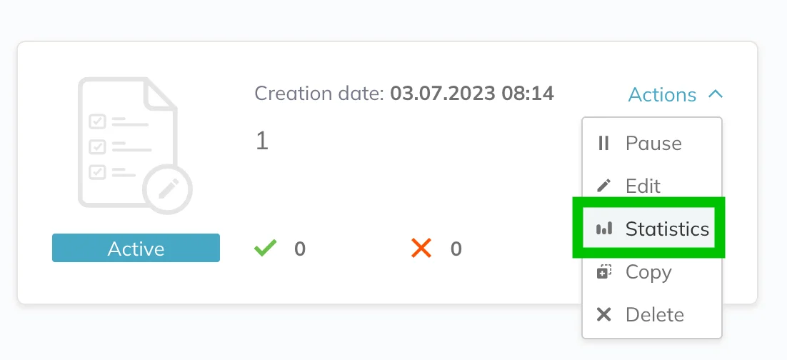 Accessing the statistics from the list of automations