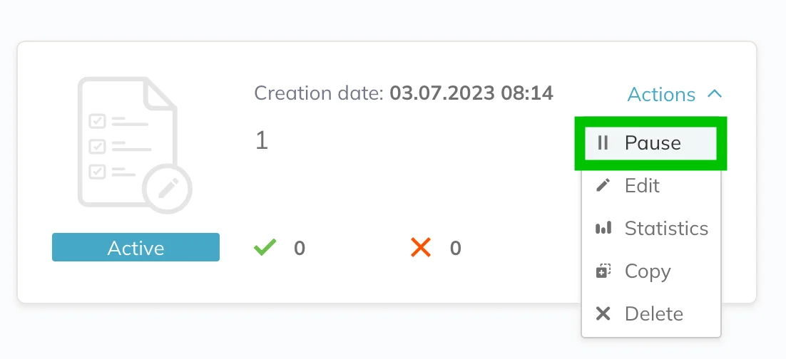Pausing the automation from the automations list 