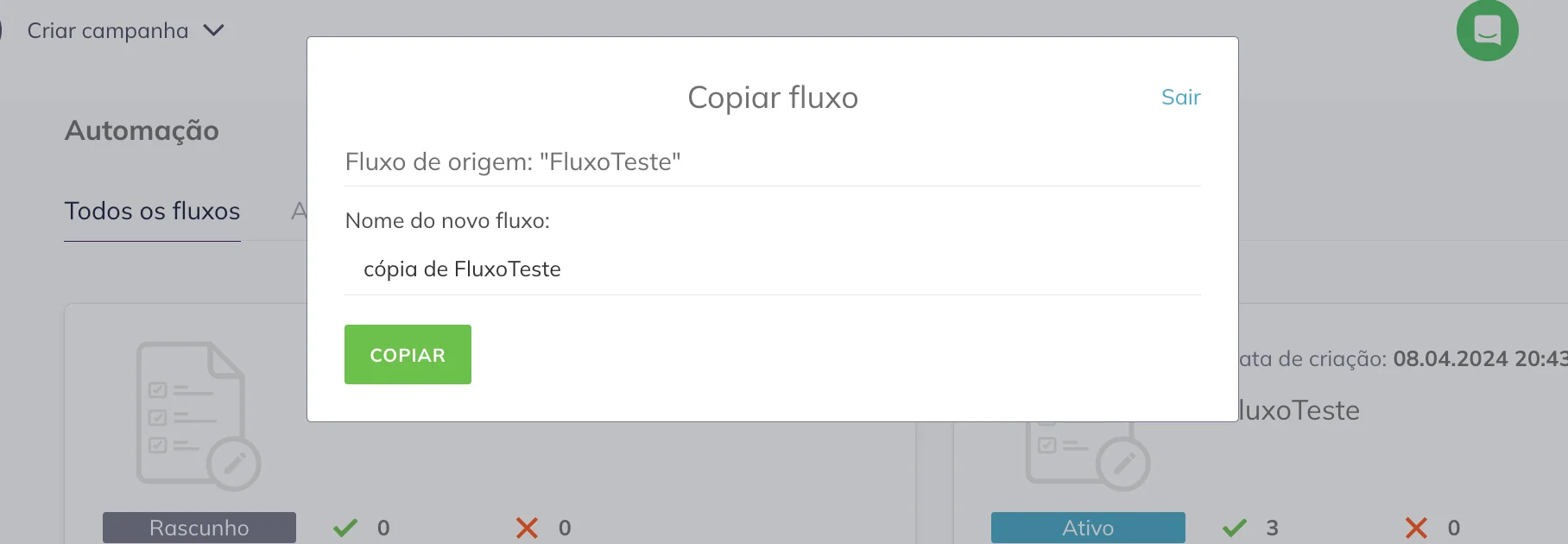 Renomeando a cópia