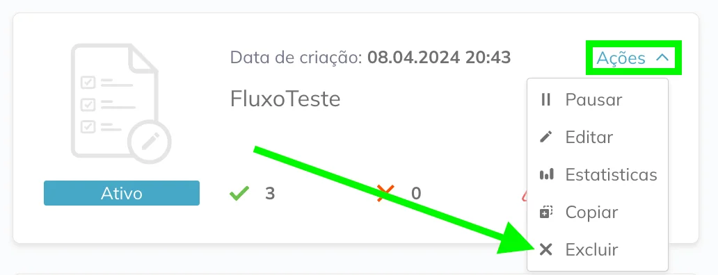 Deletando a automação