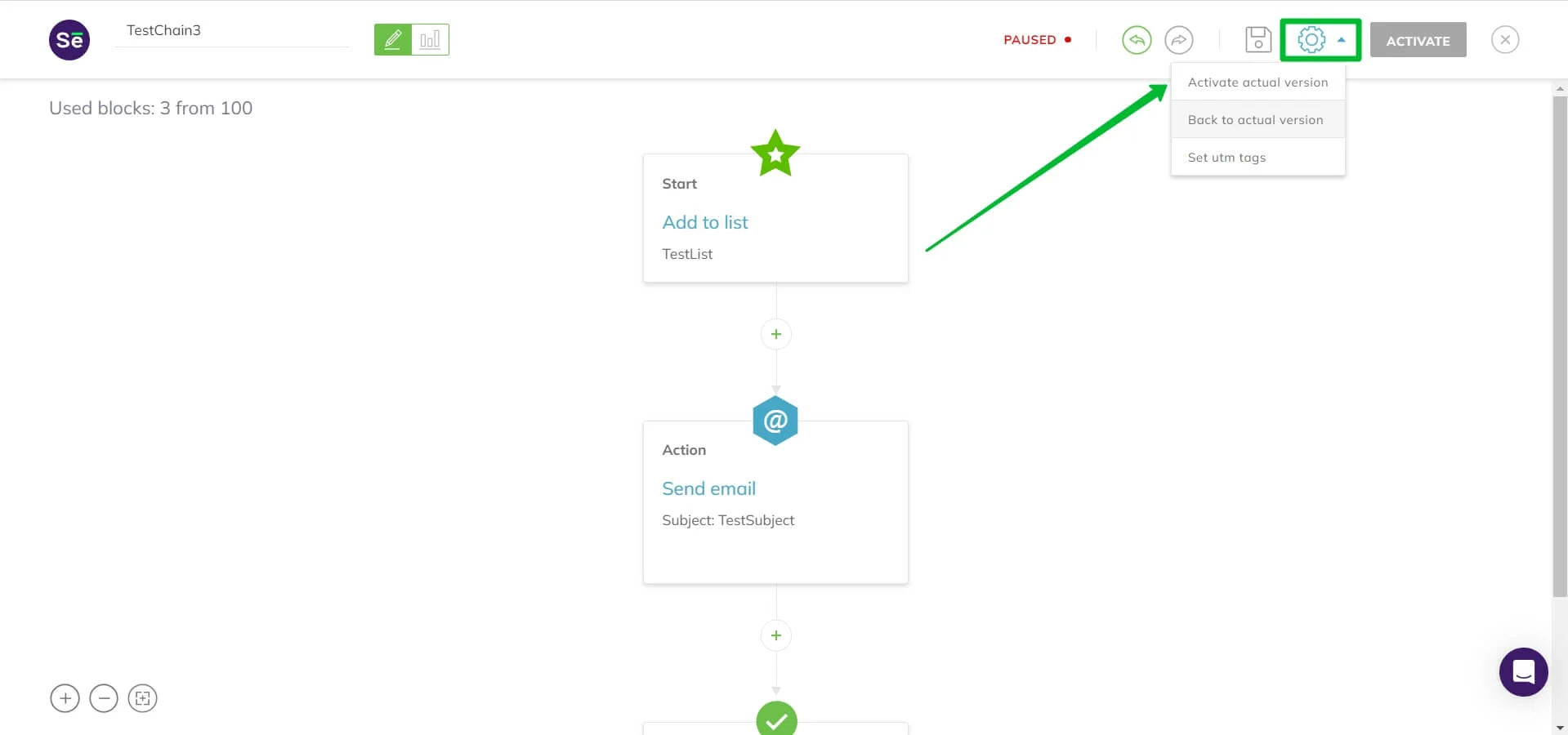  Activating the paused automation 