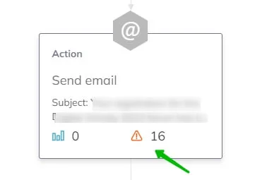 A Send email block with 16 errors