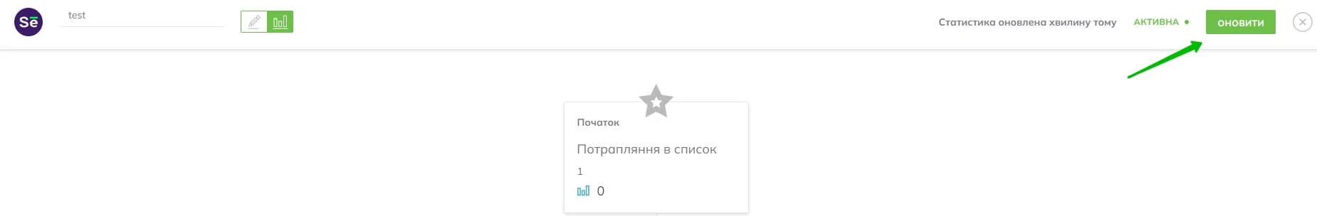 У верхньому правому куті ви можете побачити час, коли було оновлено автоматизацію (у прикладі 1 хвилину тому), і натиснути кнопку «Оновити», щоб негайно оновити дані