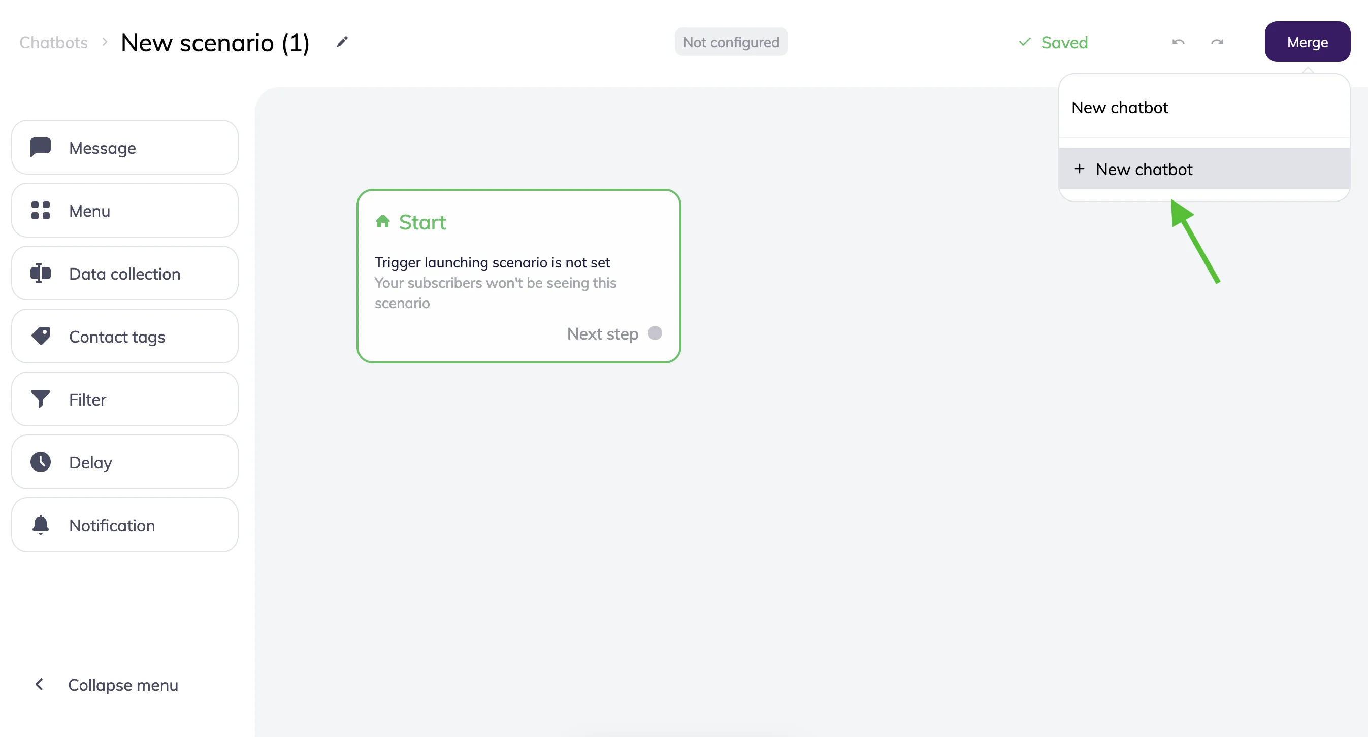 Adding a new chatbot to the scenario