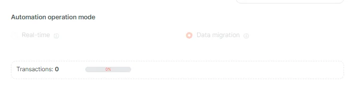 Automation operation mode with the number of transactions.