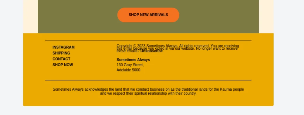 A screenshot of an email having two different background colors.
