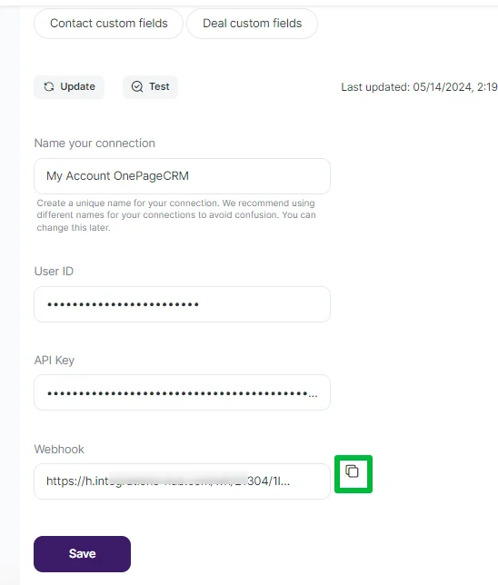 How to connect OnePageCRM with Selzy