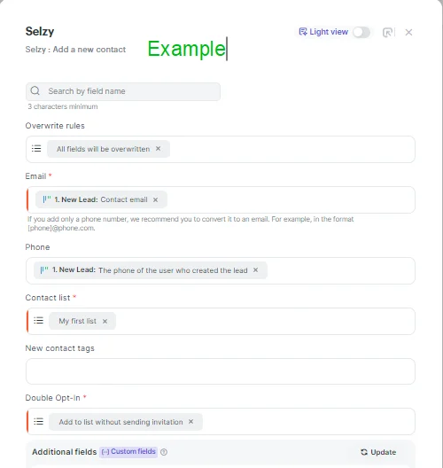 How to connect noCRM with Selzy
