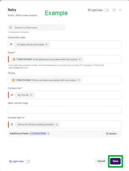 How to connect OnePageCRM with Selzy