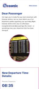 Flight Time Has Changed email template for mobile