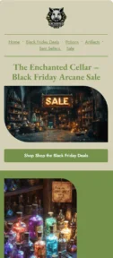 Black Friday Arcane Sale email template for mobile