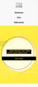 TCKR Cyber Monday email template for mobile