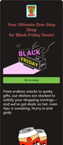 Kwik E-Mart Black Friday email template for mobile