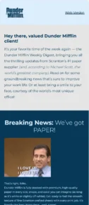 Dunder Mifflin Weekly Digest email template for mobile